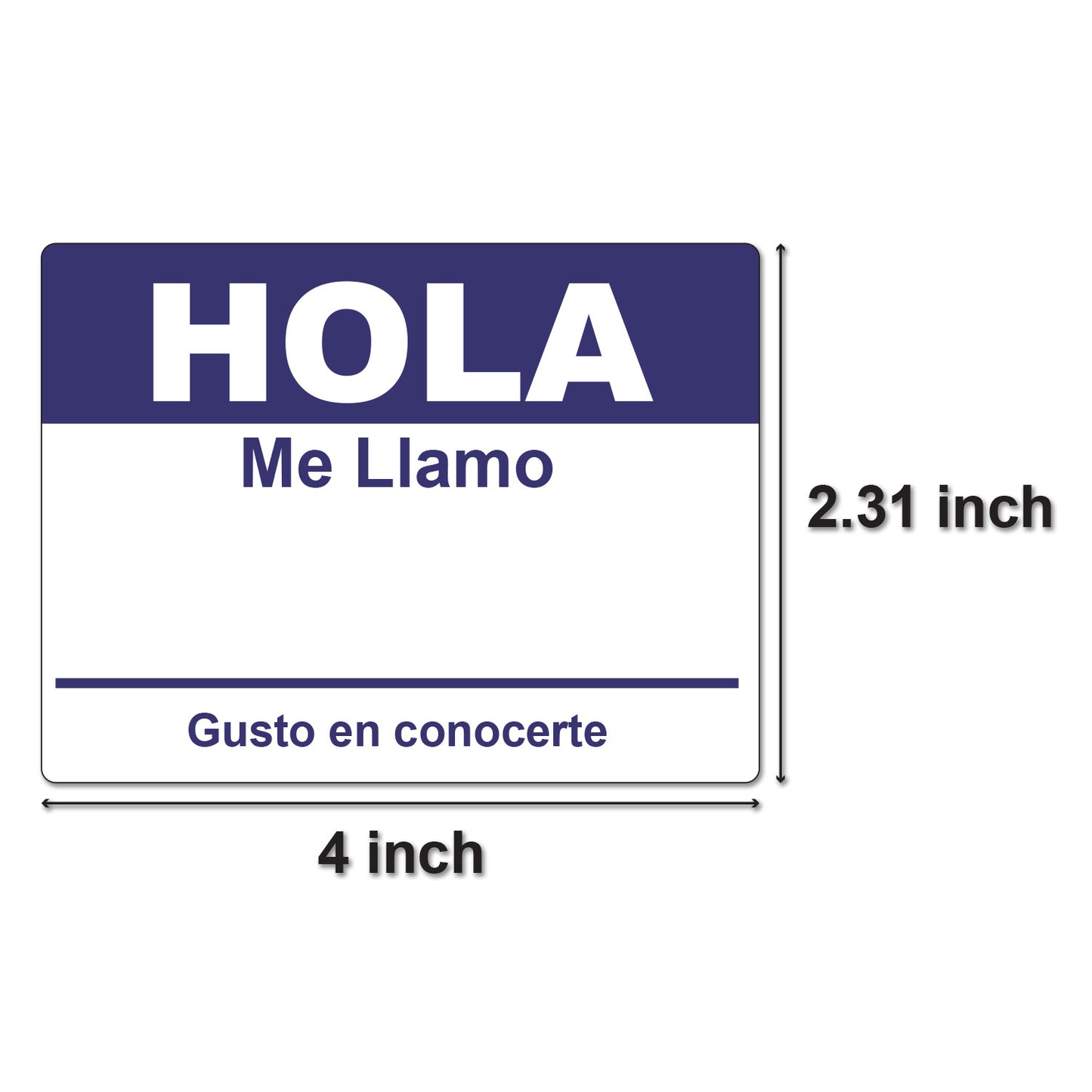 4 x 2.31in Sticker: Hola Me Llamo Spanish Name Tag (Blue)