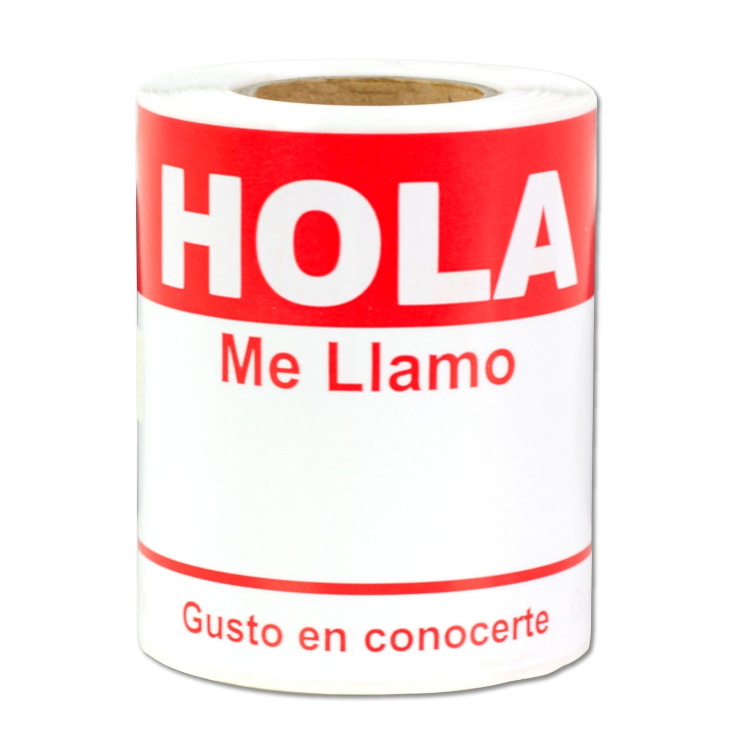 4 x 2.31in Sticker: Hola Me Llamo Spanish Name Tag (Red)