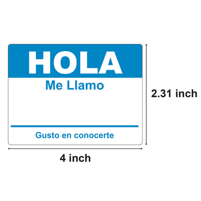 4 x 2.31in Sticker: Hola Me Llamo Spanish Name Tag (Sky Blue)