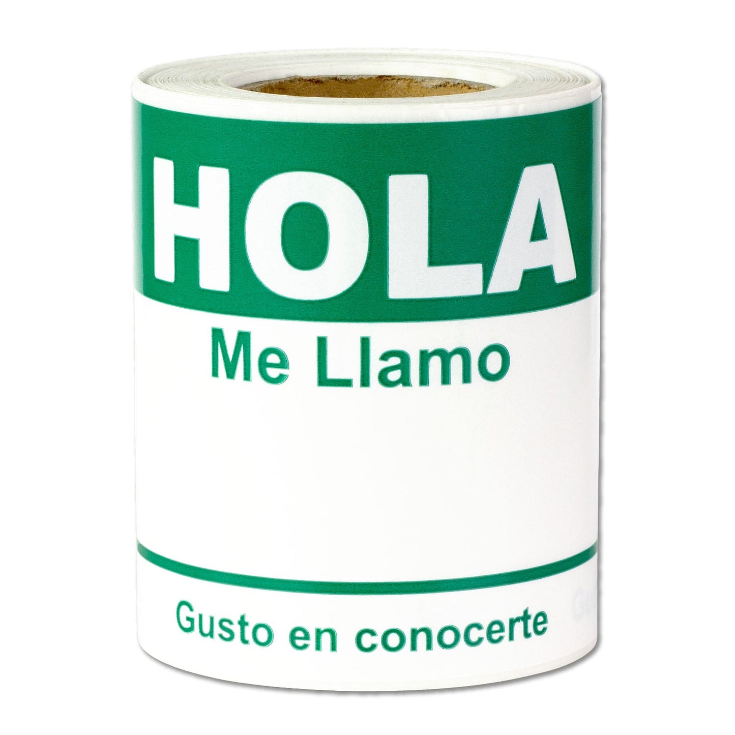 4 x 2.31in Sticker: Hola Me Llamo Spanish Name Tag (Green)