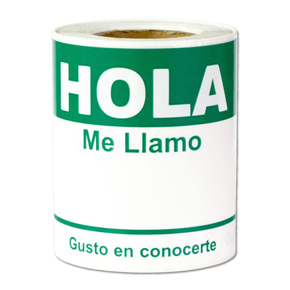 4 x 2.31in Sticker: Hola Me Llamo Spanish Name Tag (Green)