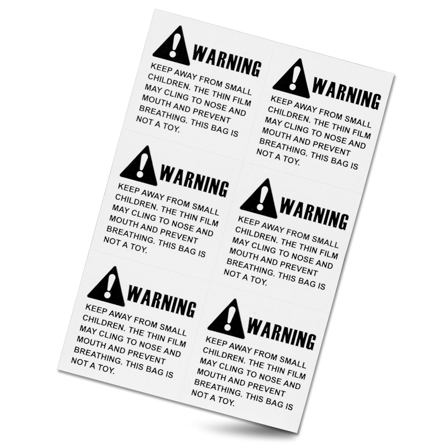 2in Sticker: Suffocation Warning Keep Away From Children Label Pack