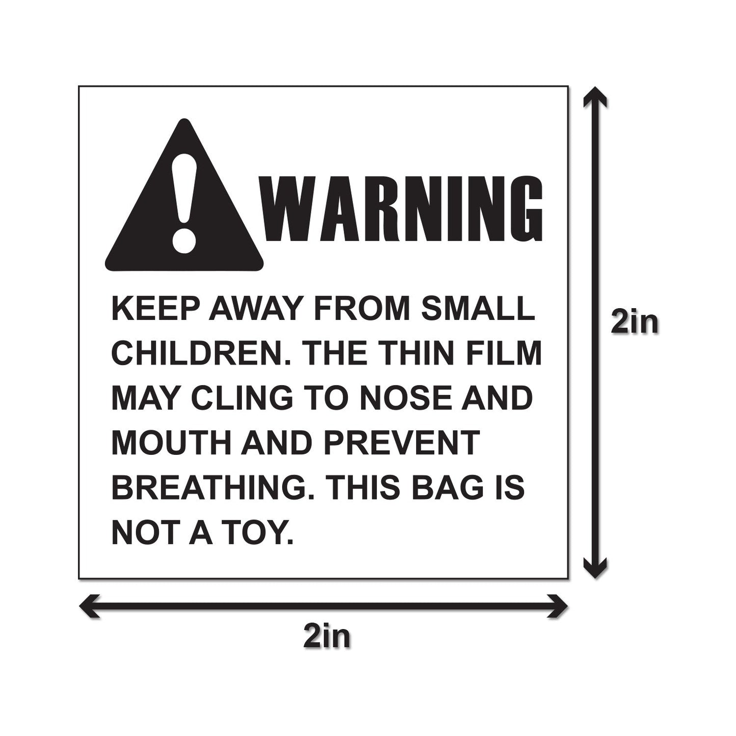 2in Sticker: Suffocation Warning Keep Away From Children Label Pack