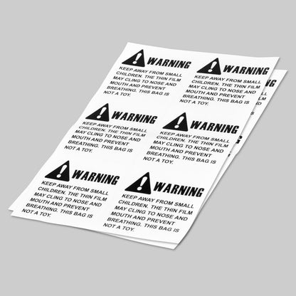 2in Sticker: Suffocation Warning Keep Away From Children Label Pack