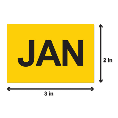 3 x 2in January Month Label Yellow (Roll)