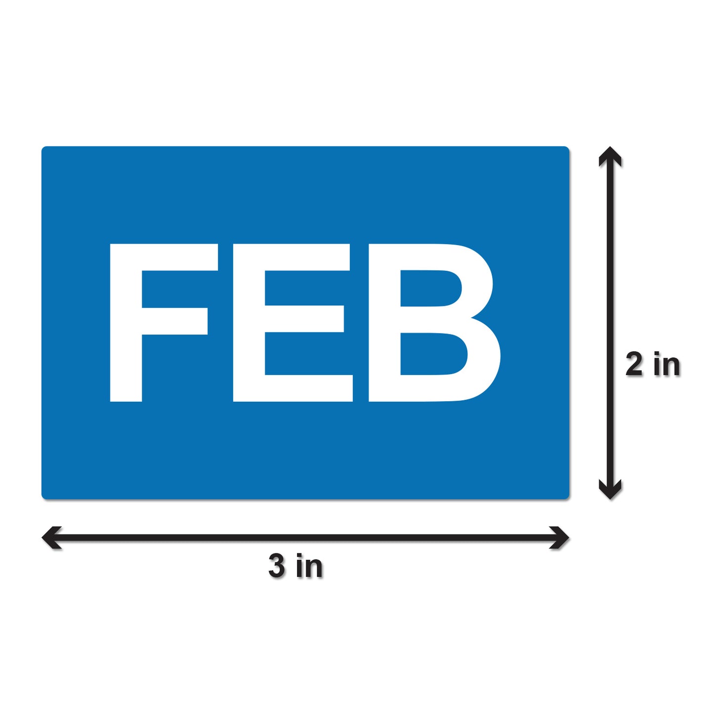 3 x 2in February Month Label Blue (Roll)
