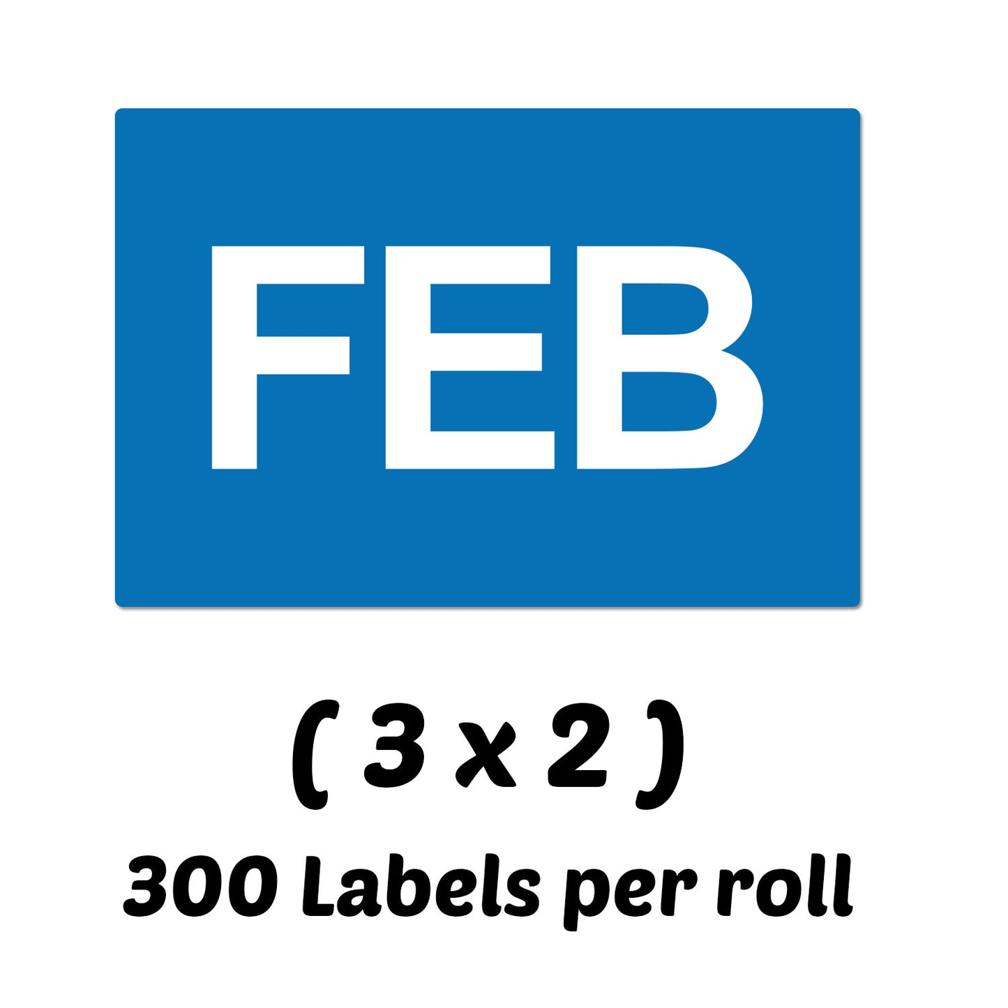 3 x 2in February Month Label Blue (Roll)