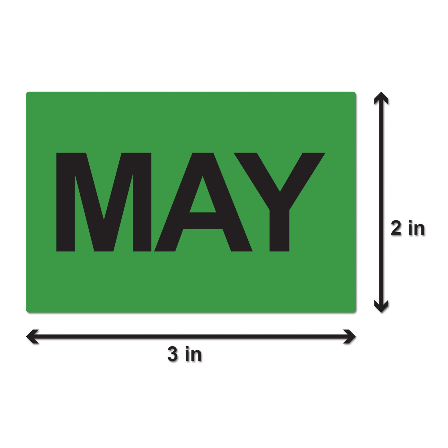 3 x 2in May Month Label Green (Roll)