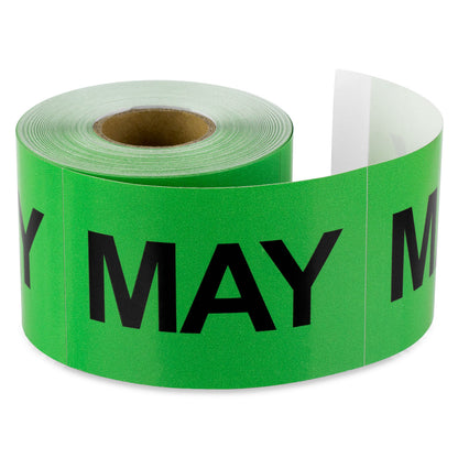 3 x 2in May Month Label Green (Roll)