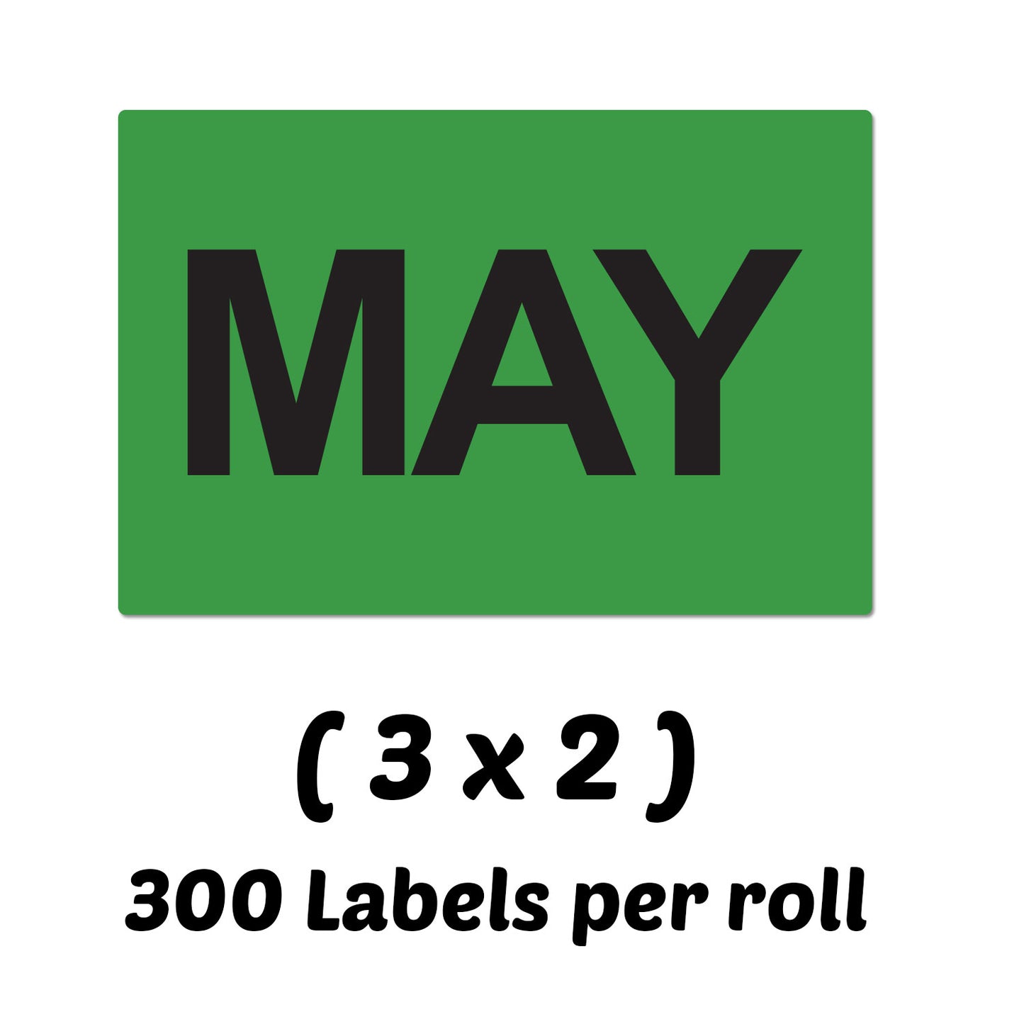 3 x 2in May Month Label Green (Roll)