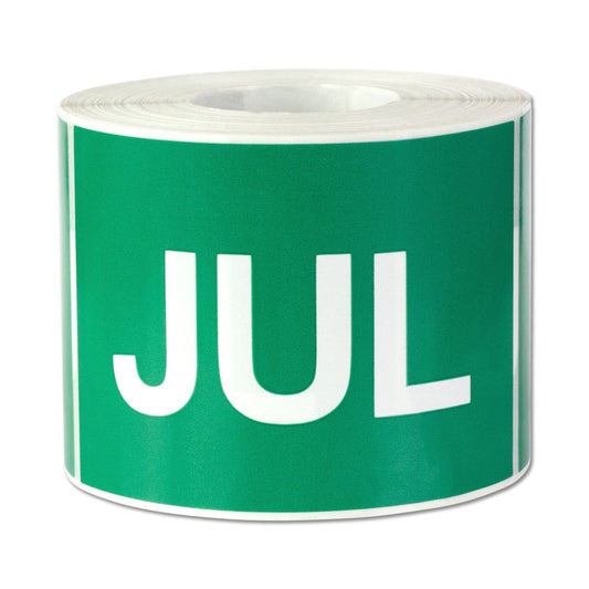 3 x 2in July Month Label Green (Roll)