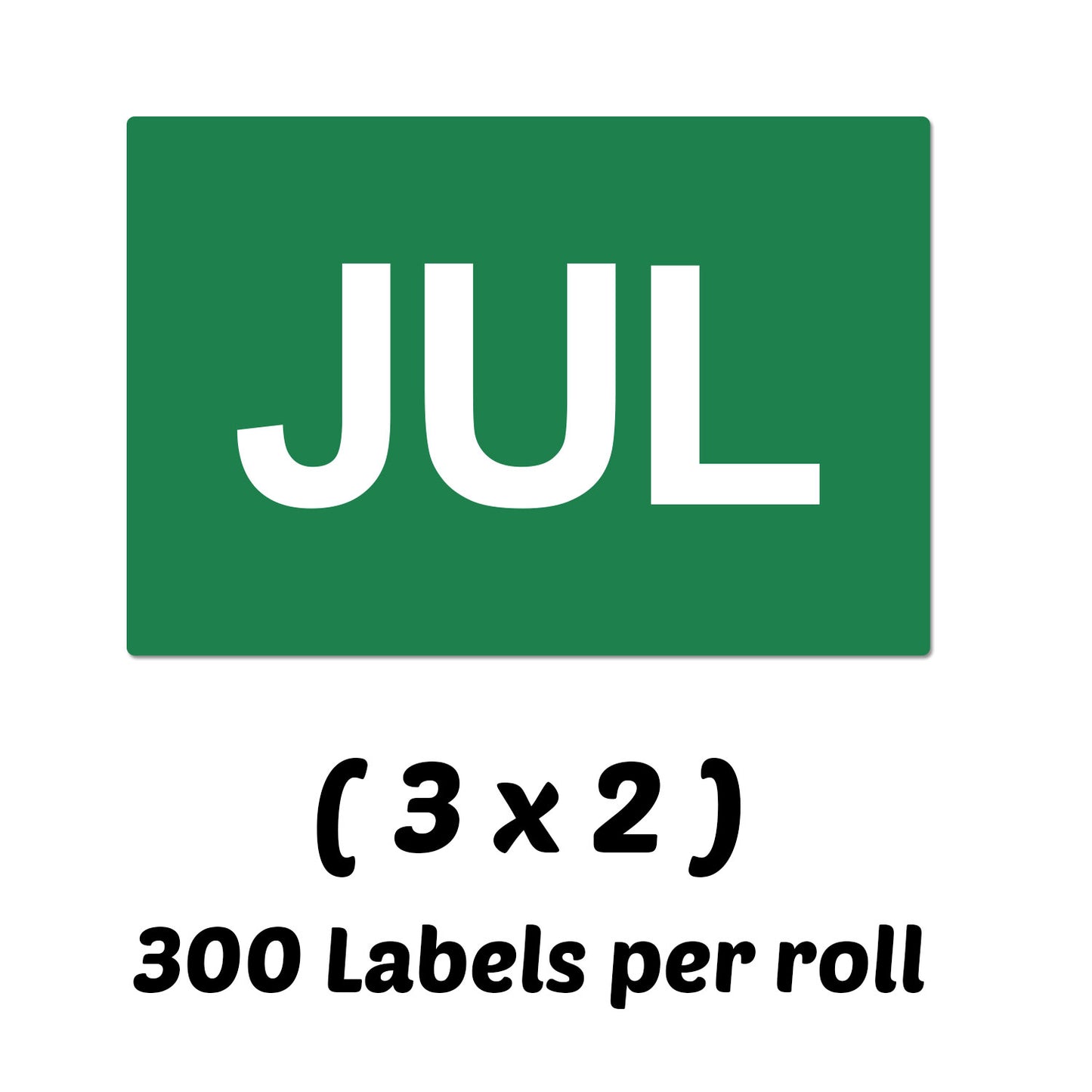 3 x 2in July Month Label Green (Roll)