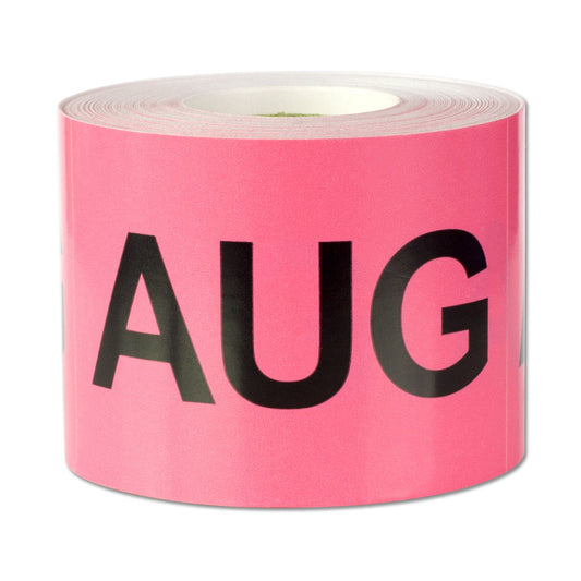 3 x 2in August Month Label Pink (Roll)