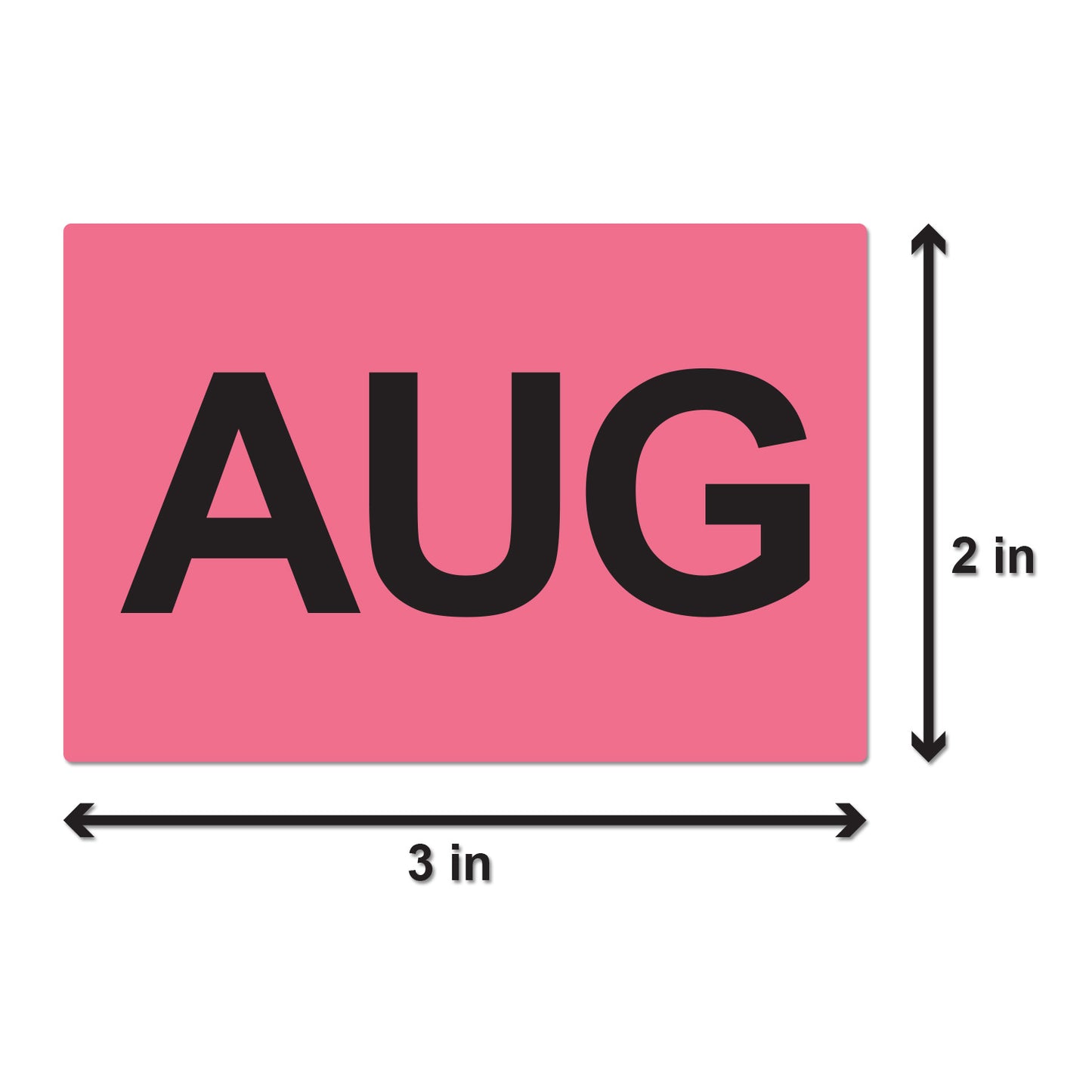 3 x 2in August Month Label Pink (Roll)