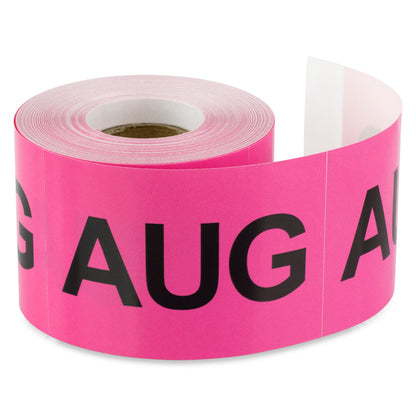 3 x 2in August Month Label Pink (Roll)