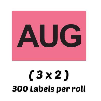 3 x 2in August Month Label Pink (Roll)