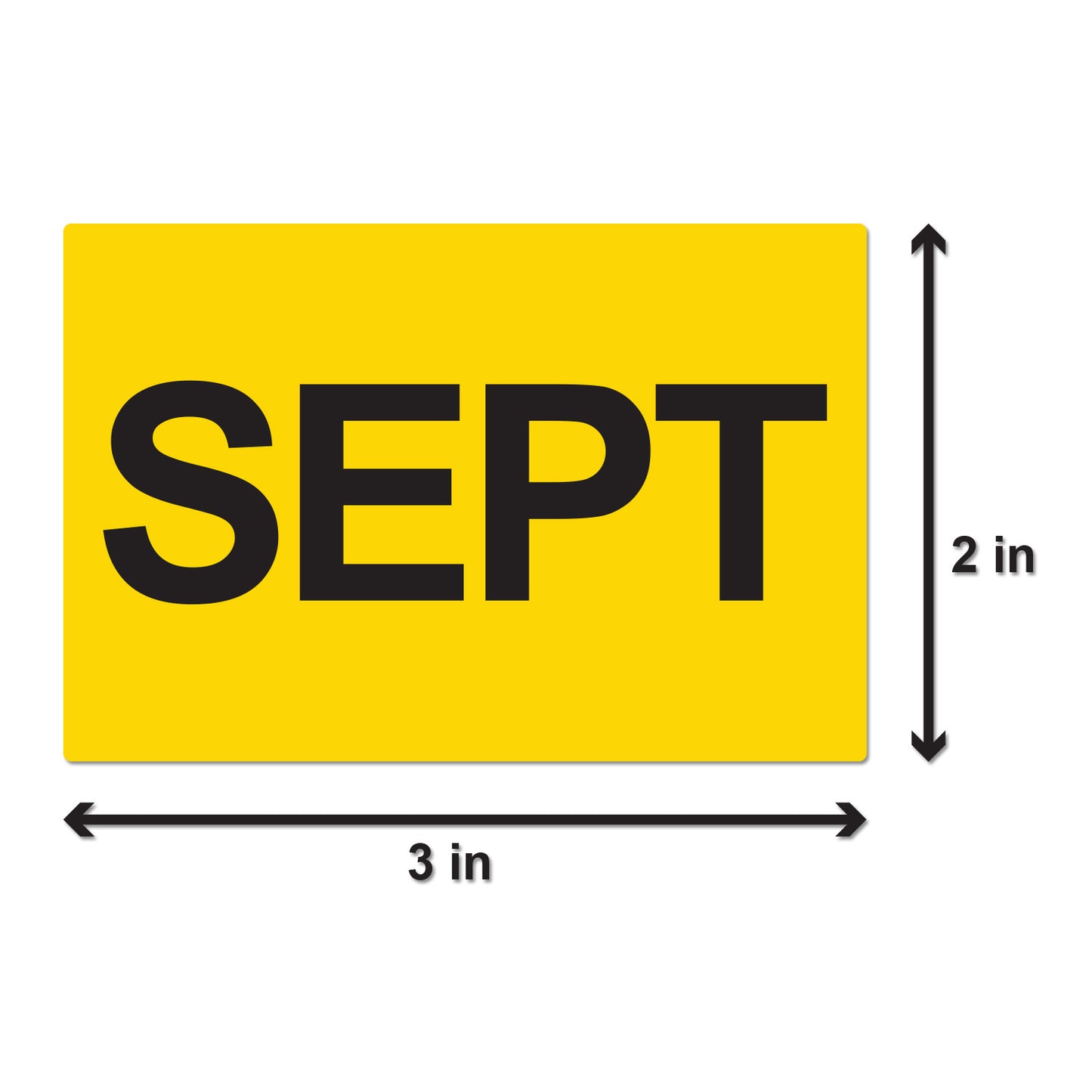 3 x 2in September Month Label Yellow (Roll)