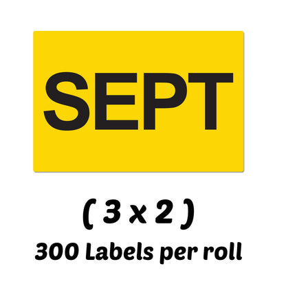 3 x 2in September Month Label Yellow (Roll)