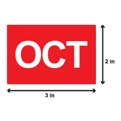3 x 2in October Month Label Red (Roll)
