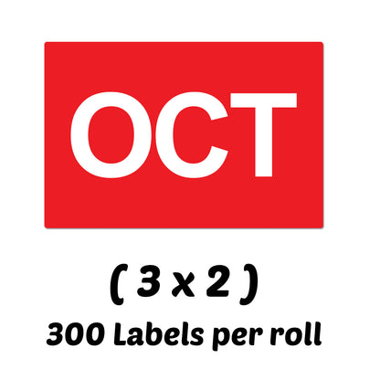 3 x 2in October Month Label Red (Roll)