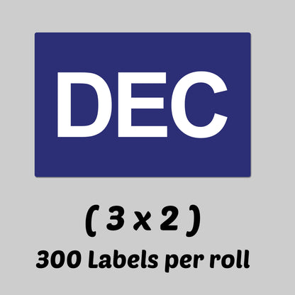 3 x 2in December Month Label Blue (Roll)