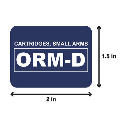 2 x 1.5in Sticker: ORM-D Cartridges, Small Arms Label