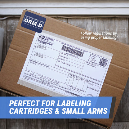 2 x 1.5in Sticker: ORM-D Cartridges, Small Arms Label