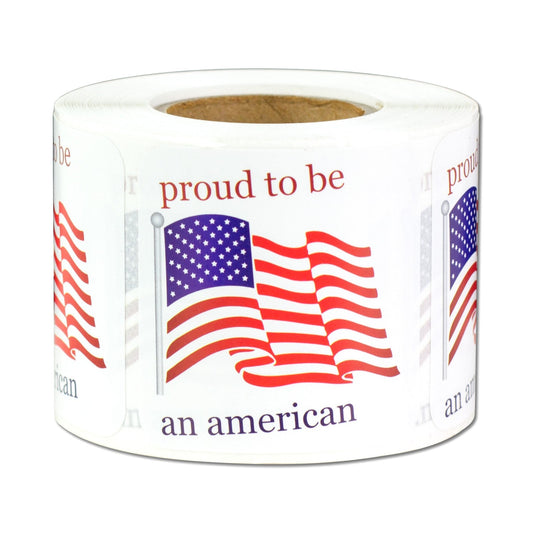 1.5 x 1.5in Sticker: Proud to Be American Label