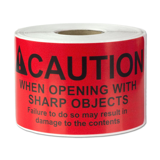 4 x 2in Sticker: Caution When Opening Label Roll