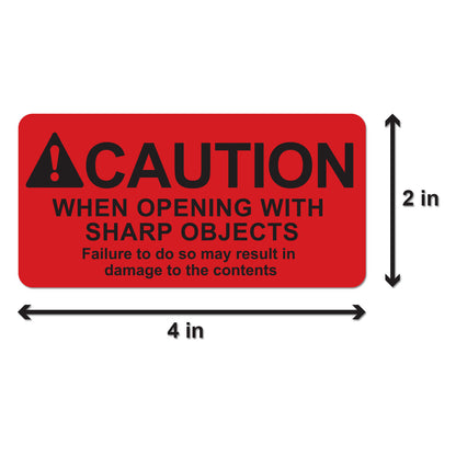 4 x 2in Sticker: Caution When Opening Label Roll