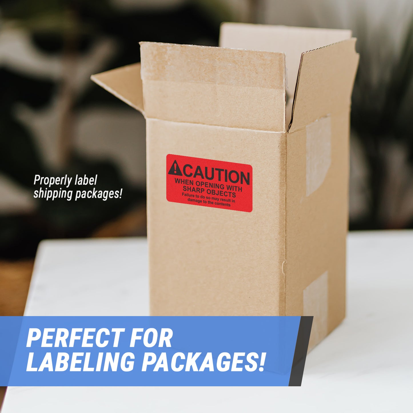 4 x 2in Sticker: Caution When Opening Label Roll