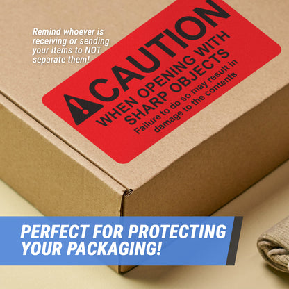 4 x 2in Sticker: Caution When Opening Label Roll