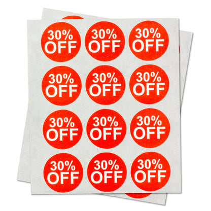 1in Sticker: 30 Percent Off Retail Label