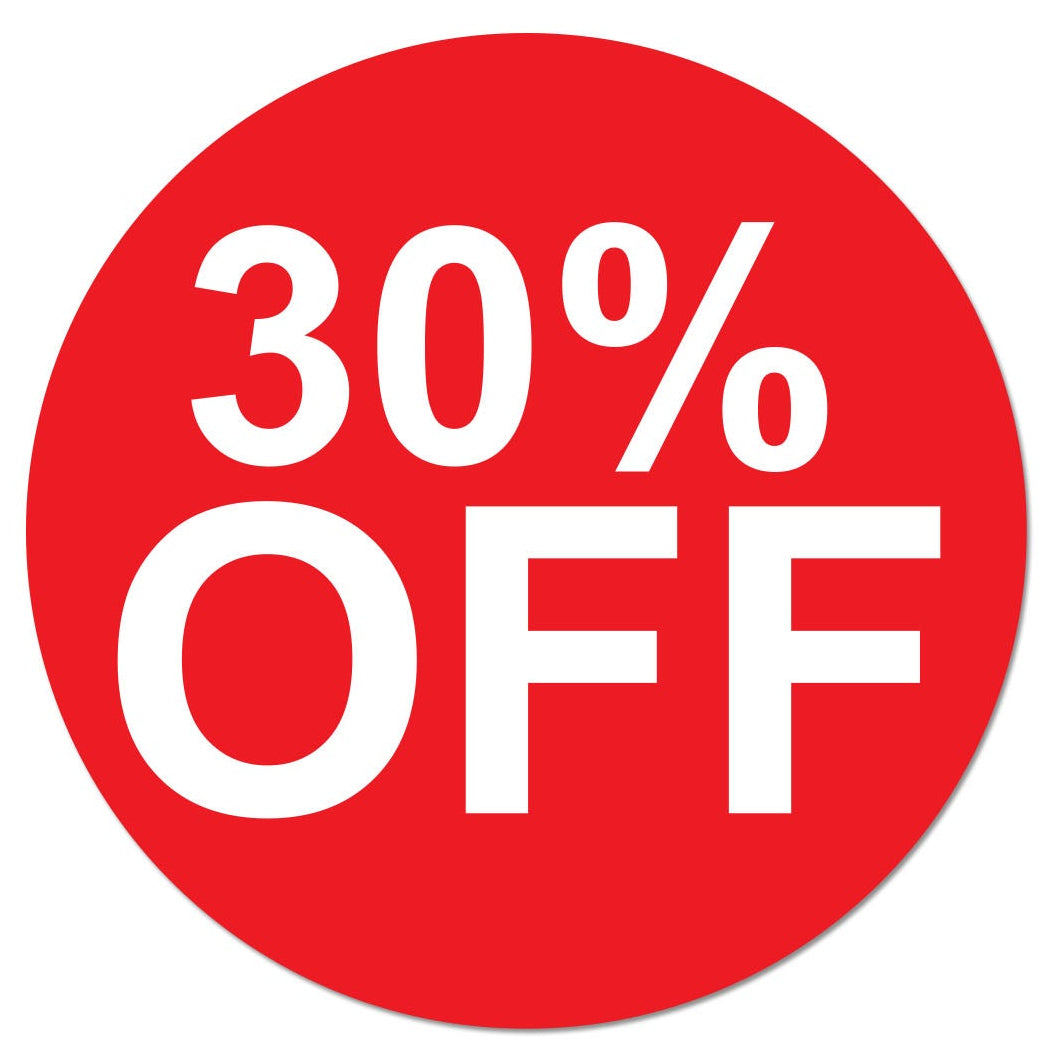 1in Sticker: 30 Percent Off Retail Label