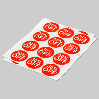 1in Sticker: 30 Percent Off Retail Label