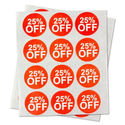 1in Sticker: 25 Percent Off Retail Label
