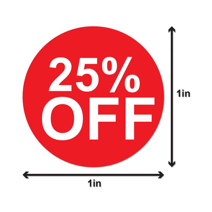 1in Sticker: 25 Percent Off Retail Label
