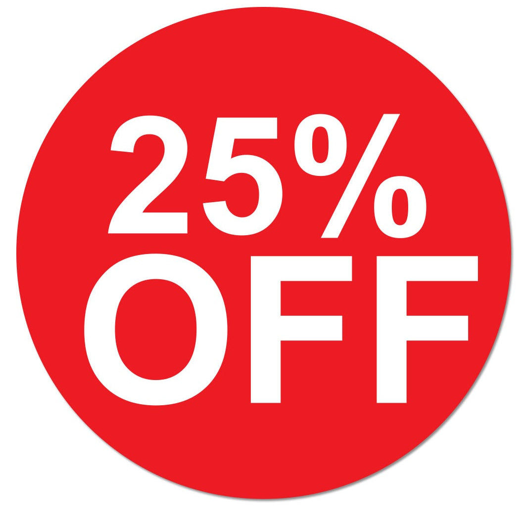 1in Sticker: 25 Percent Off Retail Label