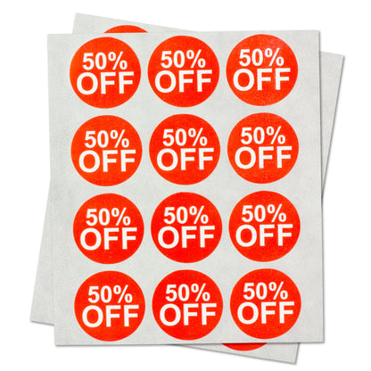 1in Sticker: 50 Percent Off Label