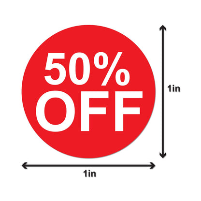 1in Sticker: 50 Percent Off Label