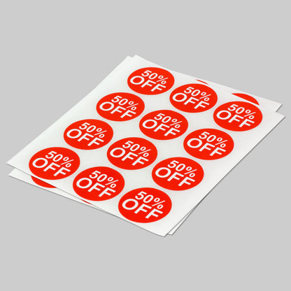 1in Sticker: 50 Percent Off Label