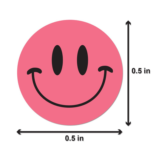0.5in Sticker: Happy Face Label (Pink)