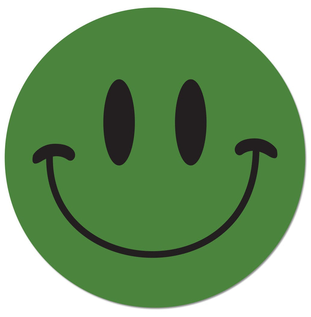 0.5in Sticker: Happy Face Label (Green)