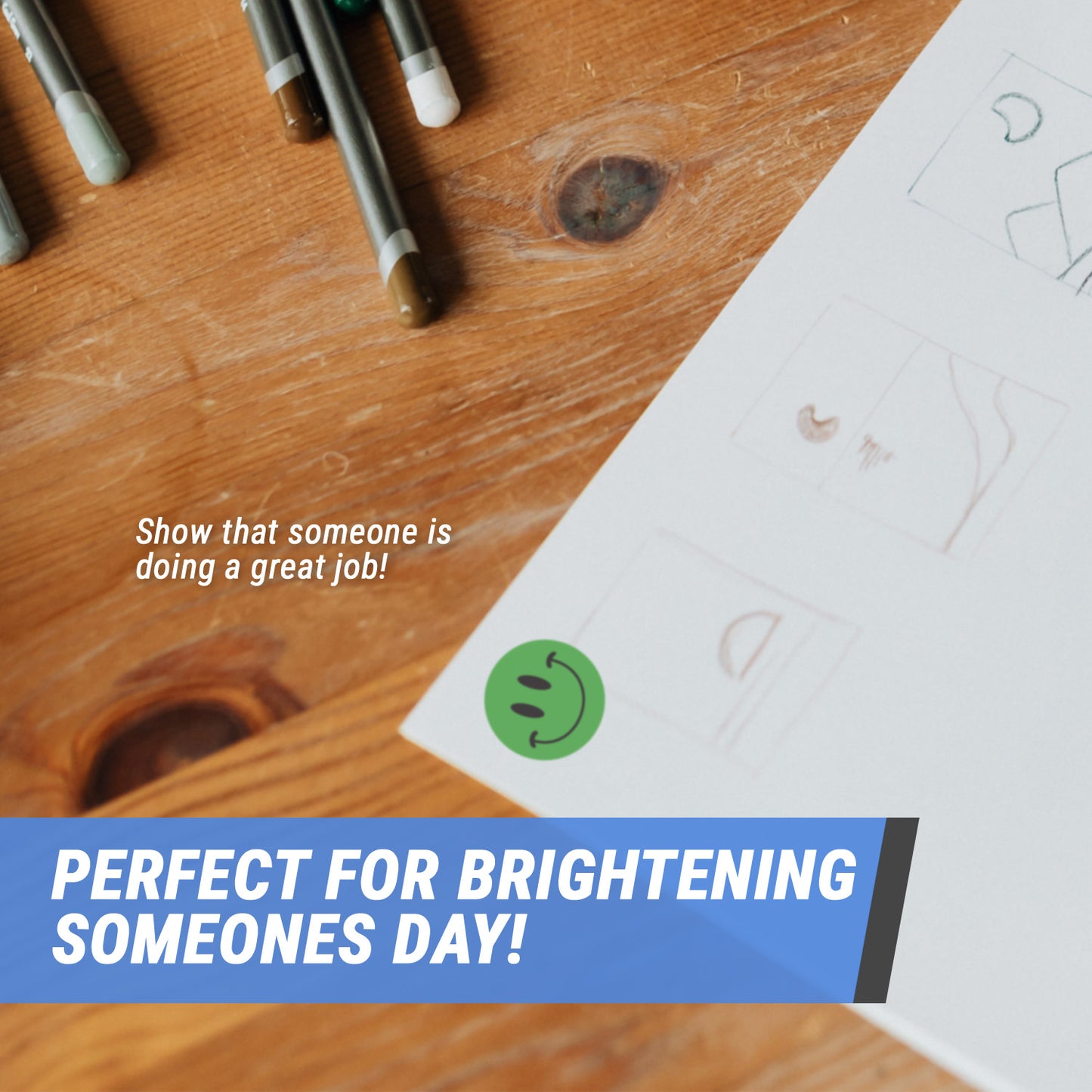 0.5in Sticker: Happy Face Label (Green)