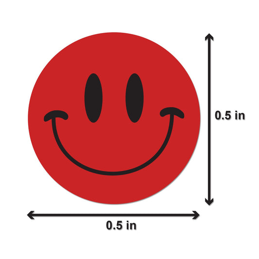 0.5in Sticker: Happy Face Label (Red)