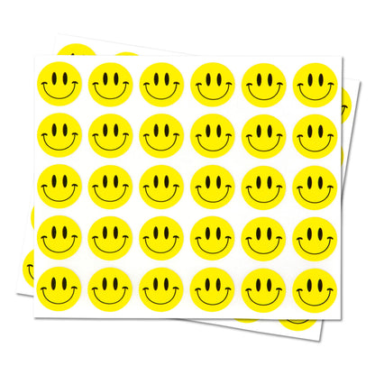 0.5in Sticker: Happy Face Label (Yellow)