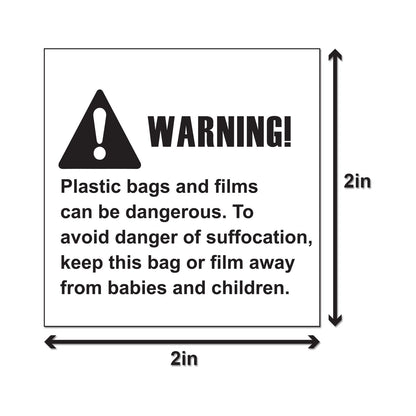 2 x 2in Sticker: Suffocation Plastic Bags Warning Label Pack