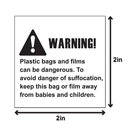 2 x 2in Sticker: Suffocation Plastic Bags Warning Label Pack