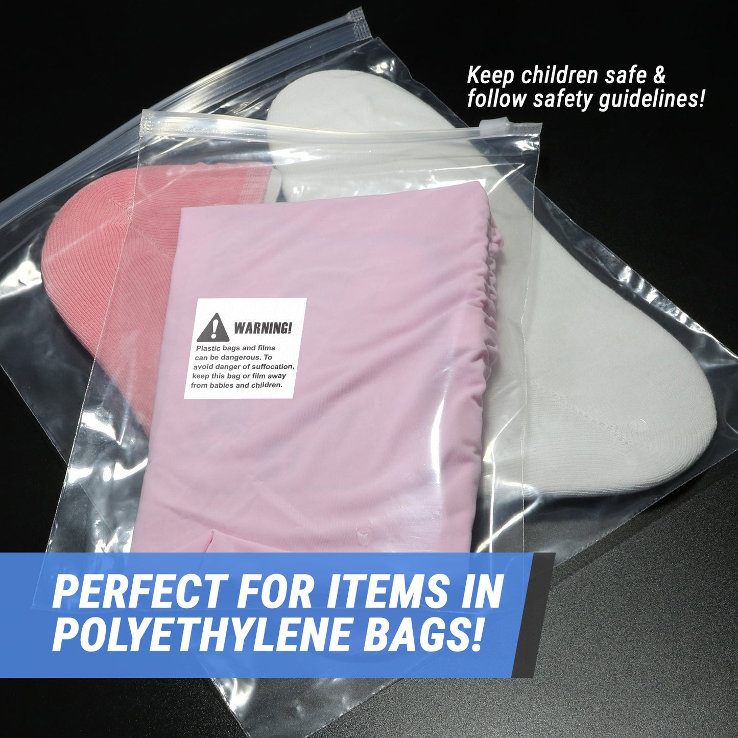 2 x 2in Sticker: Suffocation Plastic Bags Warning Label Pack