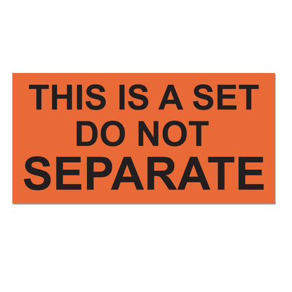2 x 1in Sticker: This is a Set Do Not Separate Label (Orange)